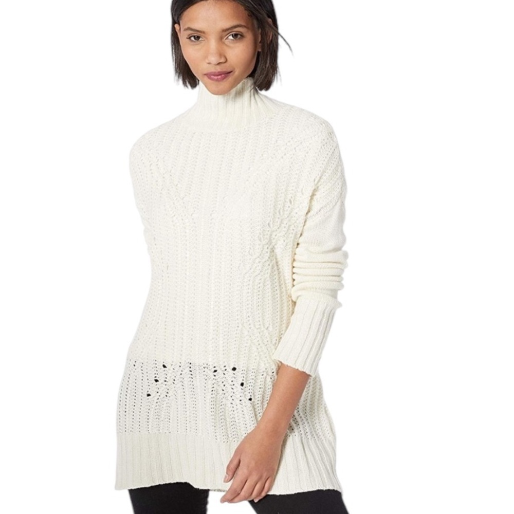 ✨BCBGMAXAZRIA Wool blend oversize Chic cozy Tunic Sweater ✨ Luxe🔥 off white